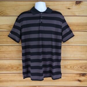 Boombah Polo Golf Shirt Mens Sz XL Gray Striped Loose Fit Athletic Short Sleeves